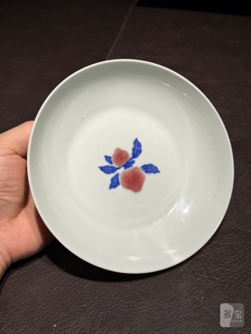 清雍正 安窑青花釉里红瑞果纹盘 - 图14